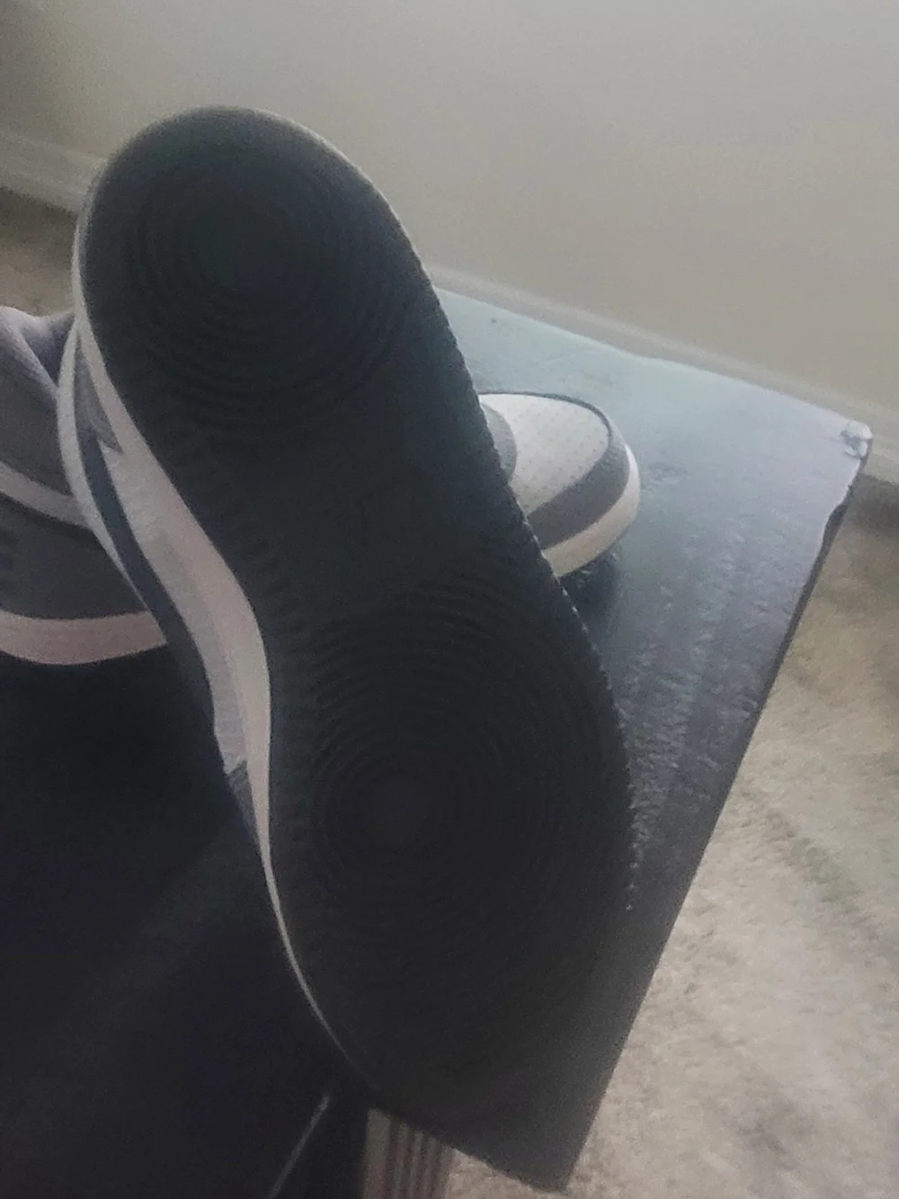 Nike Kids Gray and White High-Top Sneakers with Blue Accent